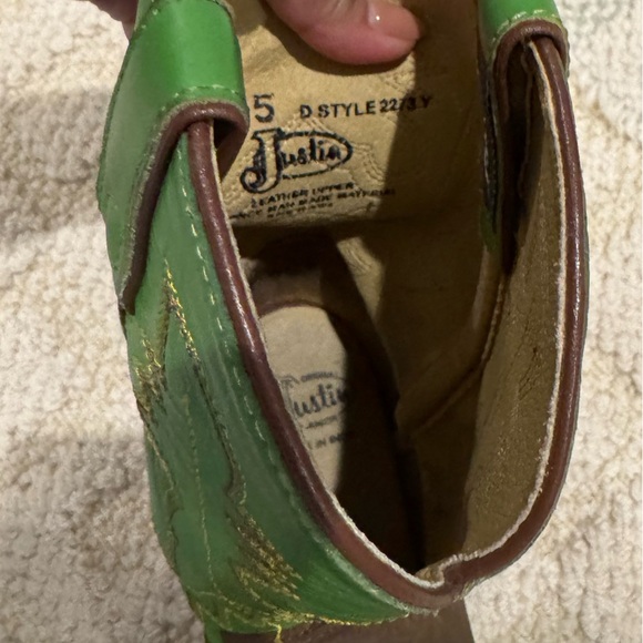 Justin Boots women’s Vibrant Green and Rich Brown Western Boots size 7 (5) - Picture 11 of 11